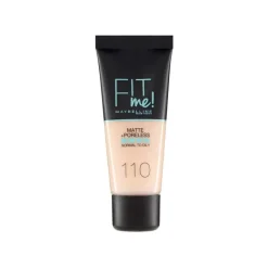 Maybelline Foundation|Fit Me! Matte+ Poreless Liquid Foundation 110 porcelain